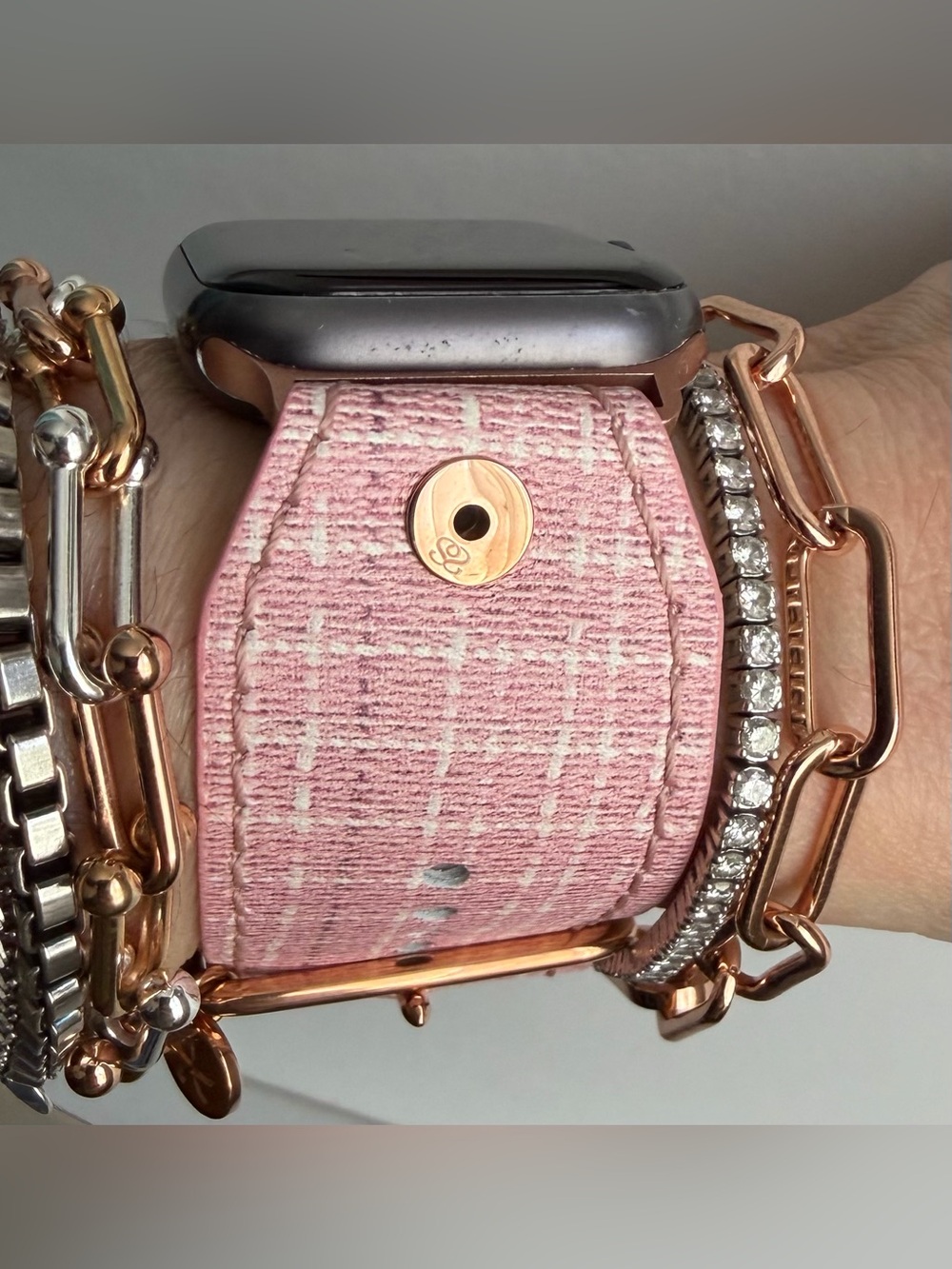 Pink Tweed Spark*l band for Apple Watch, size 1